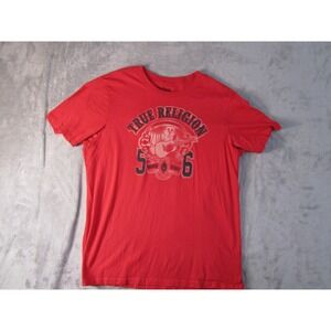 True Religion Mens Red Graphic Buddha Guitar World Tour T-Shirt XL